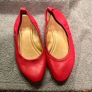 Cherry Red JCrew Leather Ballet Flats